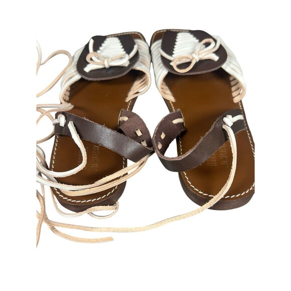 J.Crew Mohrowe Italian Leather Lace-Up Gladiator Sandals Brown White Sz 7 - Picture 9 of 12